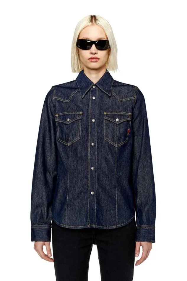 Women DeWaves Dark Blue Diesel Shirts Women DeWaves Dark Blue Diesel Shirts