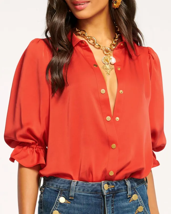 Women Dina Button Down Bodysuit Spruce Ramy Brook Tops Women Dina Button Down Bodysuit Spruce Ramy Brook Tops