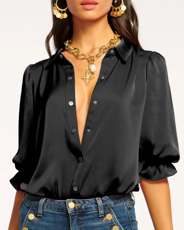 Women Dina Button Down Bodysuit Spruce Ramy Brook Tops Women Dina Button Down Bodysuit Spruce Ramy Brook Tops