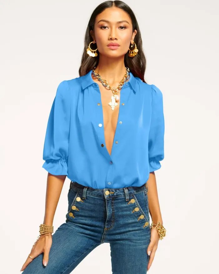Women Dina Button Down Bodysuit Spruce Ramy Brook Tops Women Dina Button Down Bodysuit Spruce Ramy Brook Tops