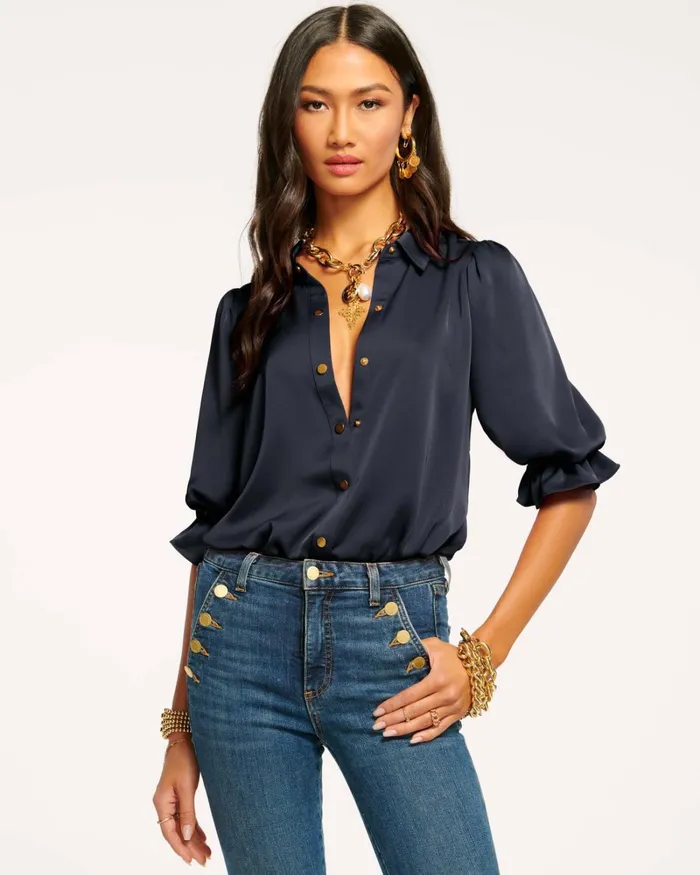 Women Dina Button Down Bodysuit Spruce Ramy Brook Tops Women Dina Button Down Bodysuit Spruce Ramy Brook Tops