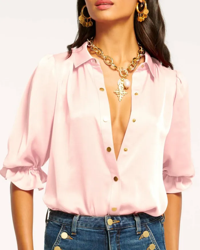 Women Dina Button Down Bodysuit Spruce Ramy Brook Tops Women Dina Button Down Bodysuit Spruce Ramy Brook Tops