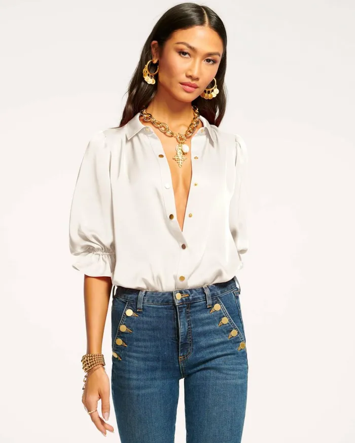 Women Dina Button Down Bodysuit Spruce Ramy Brook Tops Women Dina Button Down Bodysuit Spruce Ramy Brook Tops