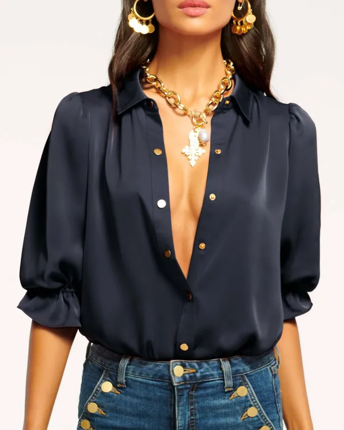 Women Dina Button Down Bodysuit Spruce Ramy Brook Tops Women Dina Button Down Bodysuit Spruce Ramy Brook Tops