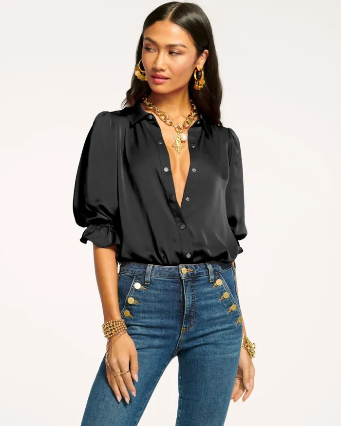 Women Dina Button Down Bodysuit Spruce Ramy Brook Tops Women Dina Button Down Bodysuit Spruce Ramy Brook Tops
