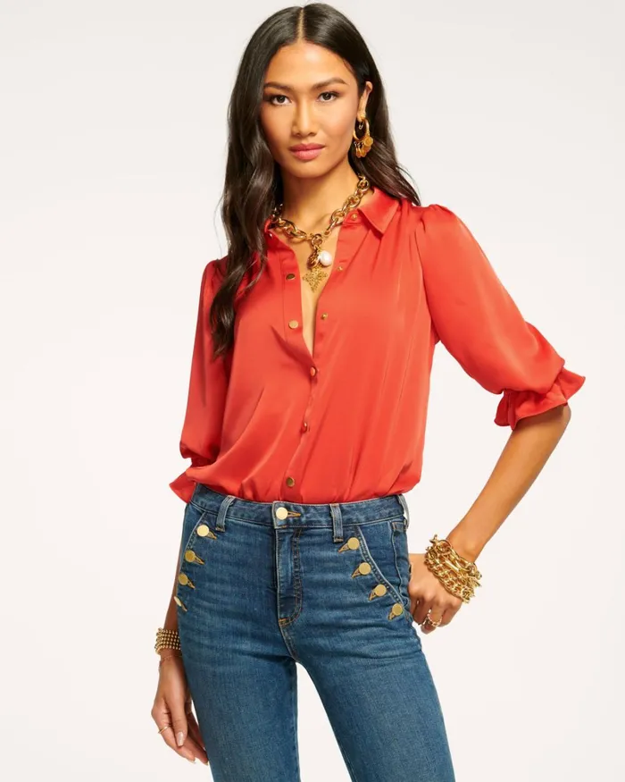 Women Dina Button Down Bodysuit Spruce Ramy Brook Tops Women Dina Button Down Bodysuit Spruce Ramy Brook Tops