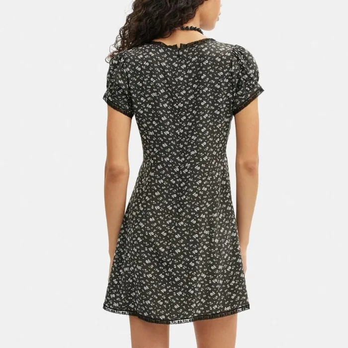 Women Dresses Coach Floral V Neck Dress Washed Black Multi