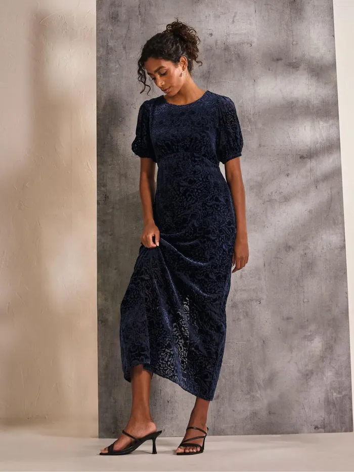 Women Dresses Fat Face Blue Nora Burnout Midi Dress