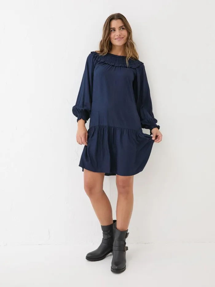 Women Dresses Fat Face Dark Navy Mika Jacquard Dress Women Dresses Fat Face Dark Navy Mika Jacquard Dress