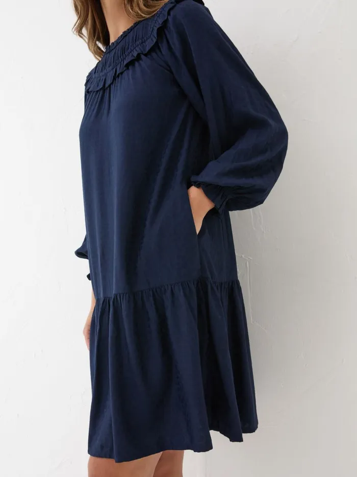 Women Dresses Fat Face Dark Navy Mika Jacquard Dress Women Dresses Fat Face Dark Navy Mika Jacquard Dress