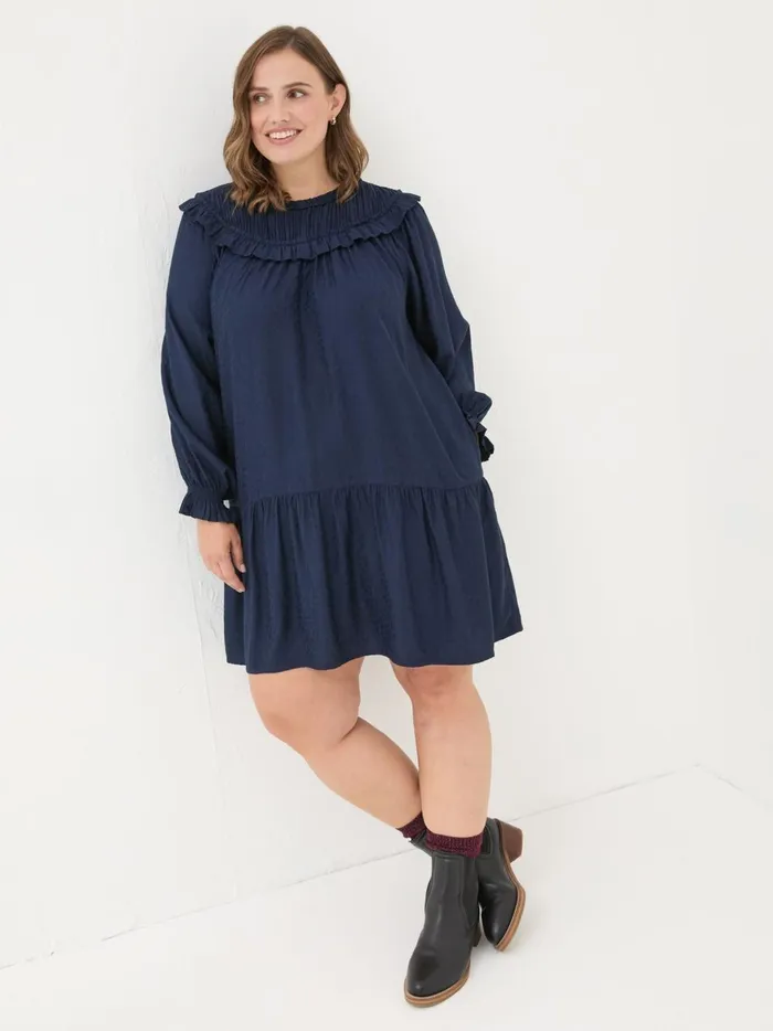 Women Dresses Fat Face Dark Navy Mika Jacquard Dress Women Dresses Fat Face Dark Navy Mika Jacquard Dress