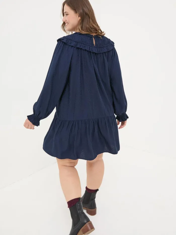 Women Dresses Fat Face Dark Navy Mika Jacquard Dress Women Dresses Fat Face Dark Navy Mika Jacquard Dress