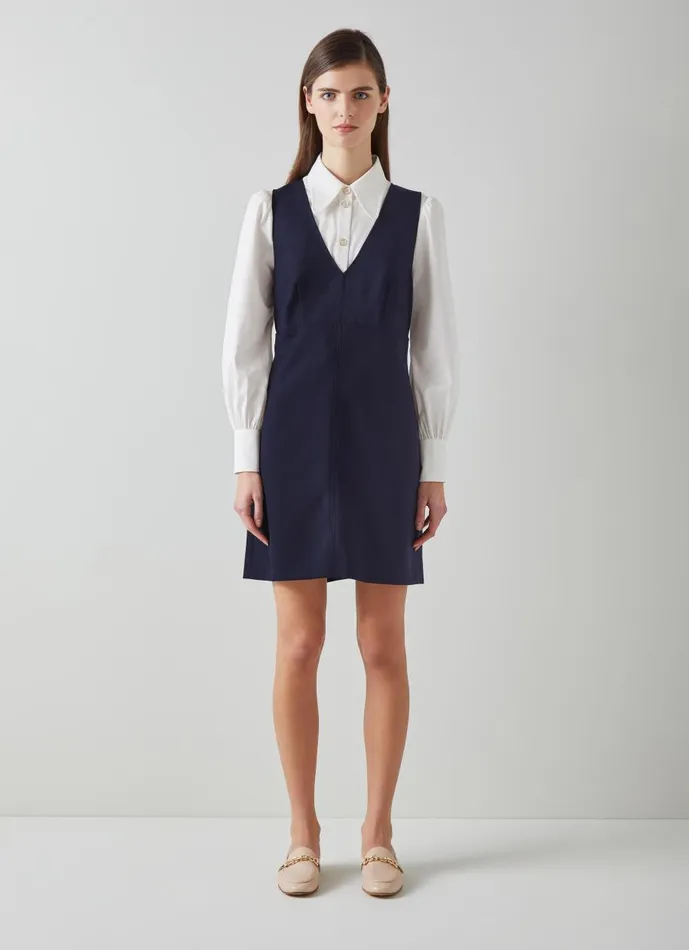 Women Dresses LKBennett Mariner Navy Pinafore Dress With LENZING ECOVERO Viscose Navy
