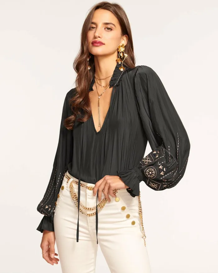Women Eleanor Embellished Blouse Ivory Ramy Brook Tops