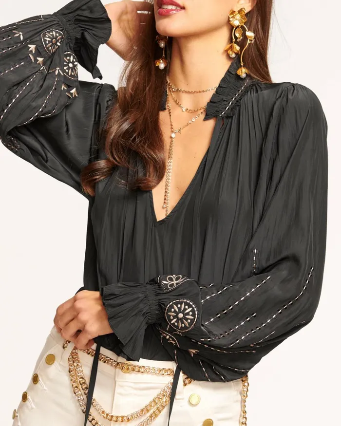 Women Eleanor Embellished Blouse Ivory Ramy Brook Tops Women Eleanor Embellished Blouse Ivory Ramy Brook Tops
