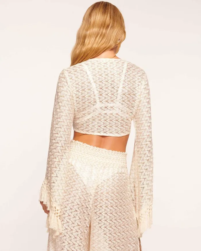 Women Elvira Coverup Crop Top White Zigzag Ramy Brook Swimwear Women Elvira Coverup Crop Top White Zigzag Ramy Brook Swimwear