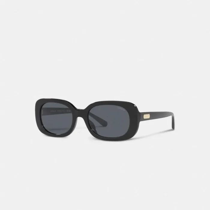 Women Eyewear Coach Badge Rounded Square Sunglasses Black