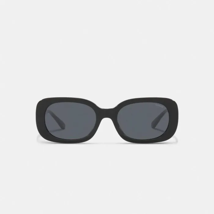 Women Eyewear Coach Badge Rounded Square Sunglasses Black