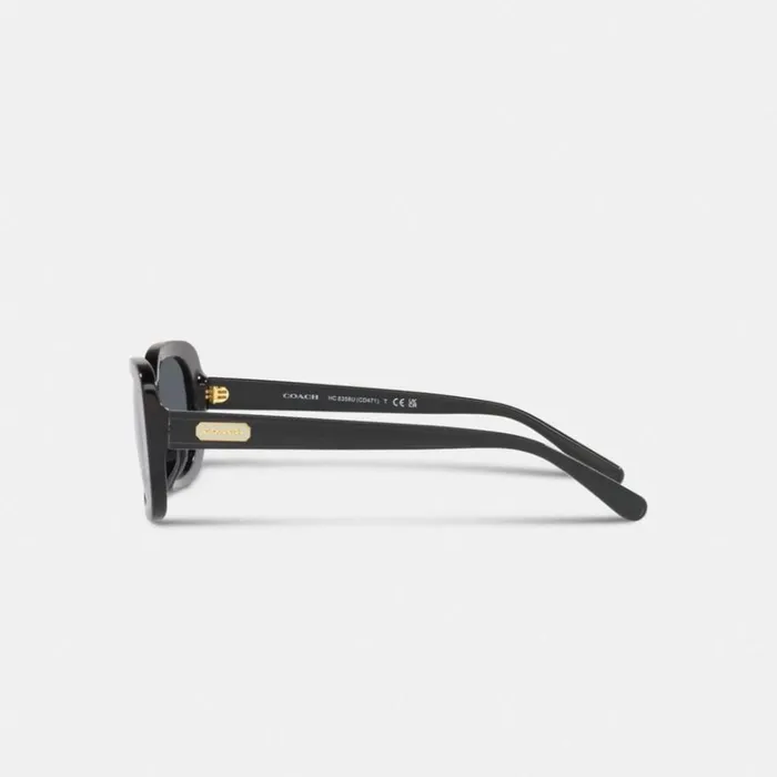 Women Eyewear Coach Badge Rounded Square Sunglasses Black