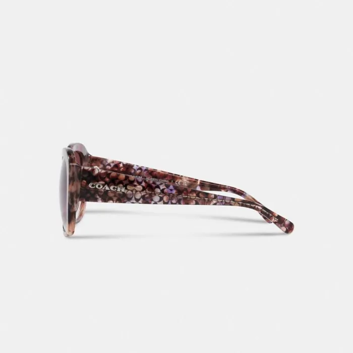 Women Eyewear Coach Signature Oversized Square Sunglasses Purple Tortoise