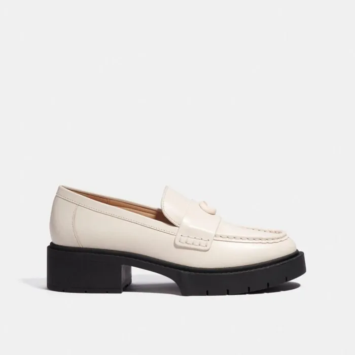 Women Flats and Loafers Coach Leah Loafer Chalk