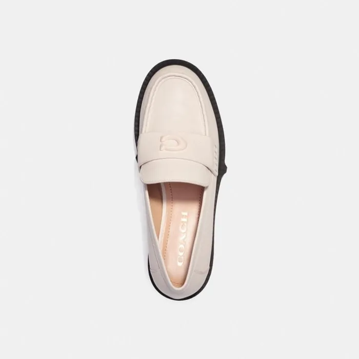 Women Flats and Loafers Coach Leah Loafer Chalk