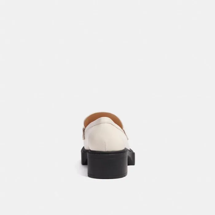 Women Flats and Loafers Coach Leah Loafer Chalk