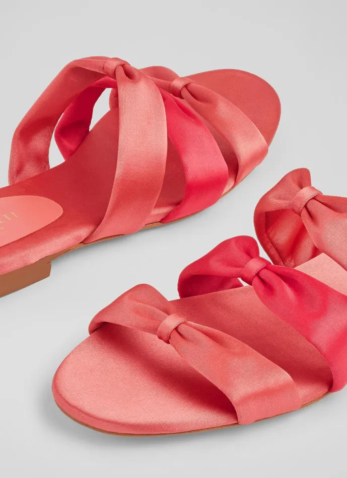 Women Flats LKBennett Jayla Pink Satin Knotted Flat Sandals Pink Women Flats LKBennett Jayla Pink Satin Knotted Flat Sandals Pink