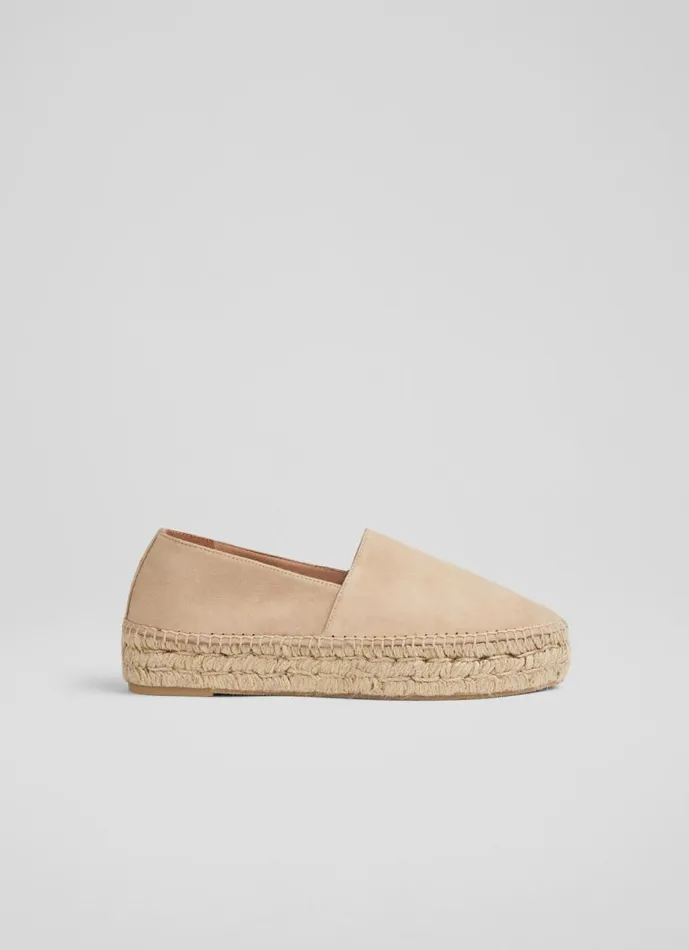 Women Flats LKBennett Taylor Beige Suede Flatform Espadrilles Trench