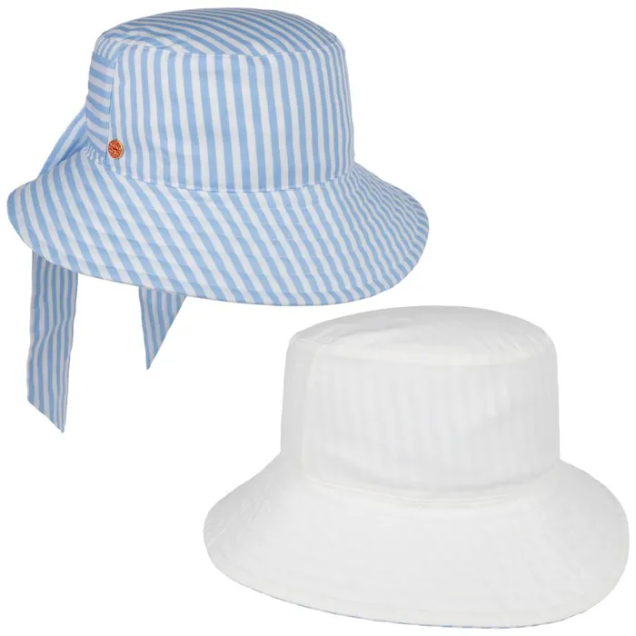 Women Floppy Hats Mayser Malu Stripes Reversible Hat Light Blue