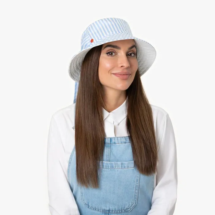 Women Floppy Hats Mayser Malu Stripes Reversible Hat Light Blue Women Floppy Hats Mayser Malu Stripes Reversible Hat Light Blue