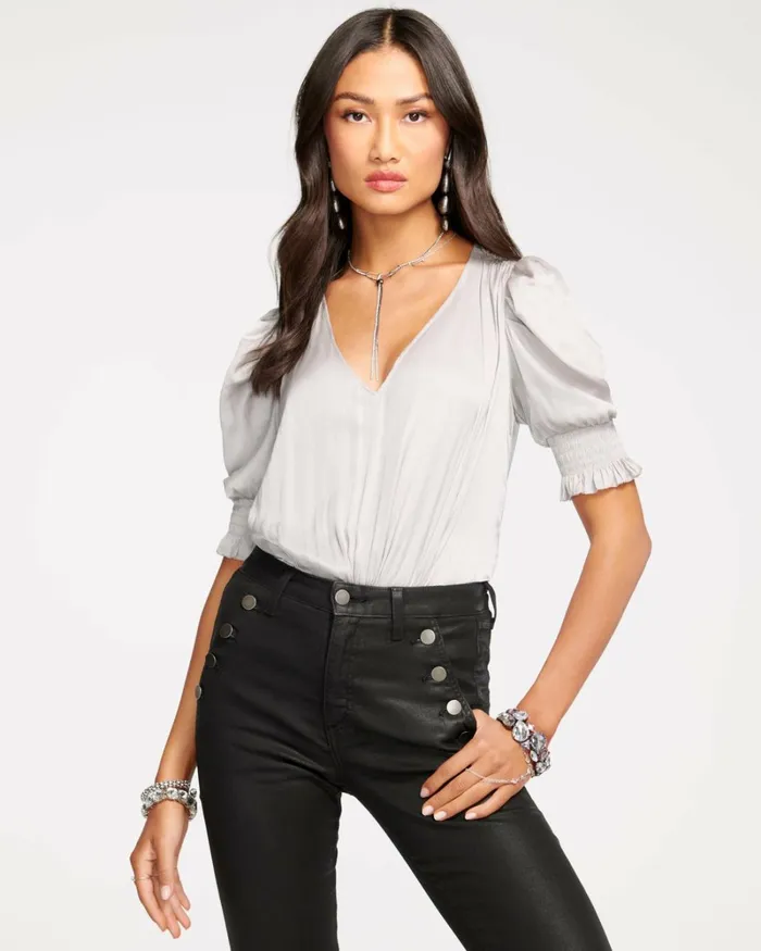 Women Flora Puff Sleeve Top Cream Ramy Brook Tops Women Flora Puff Sleeve Top Cream Ramy Brook Tops