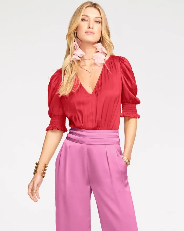 Women Flora Puff Sleeve Top Cream Ramy Brook Tops Women Flora Puff Sleeve Top Cream Ramy Brook Tops