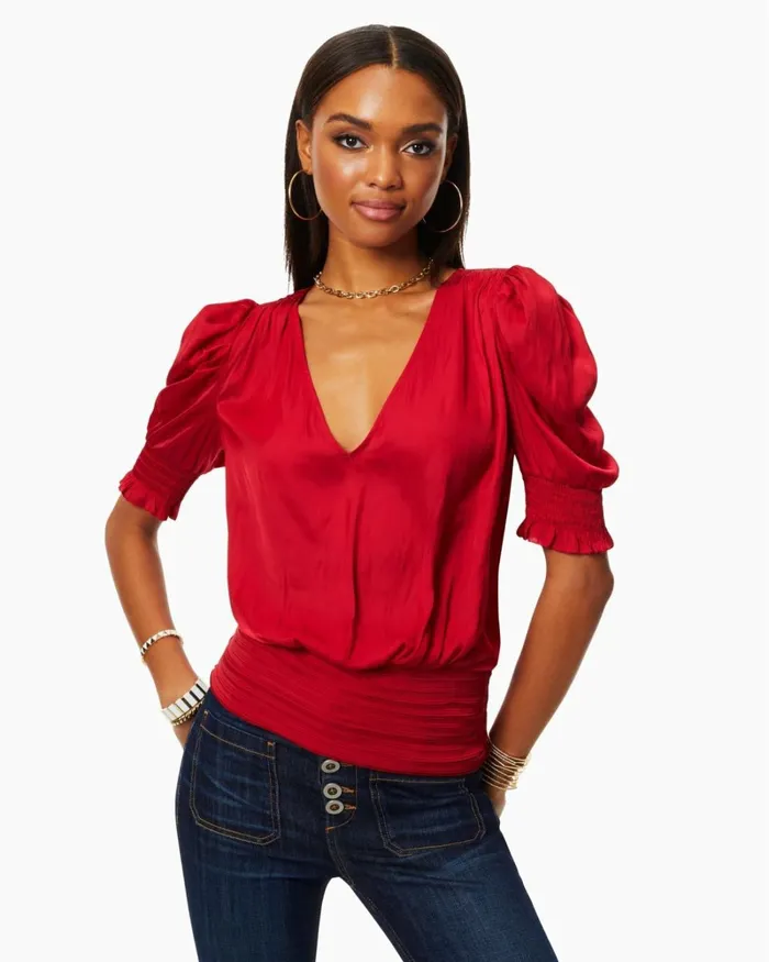Women Flora Puff Sleeve Top Cream Ramy Brook Tops Women Flora Puff Sleeve Top Cream Ramy Brook Tops