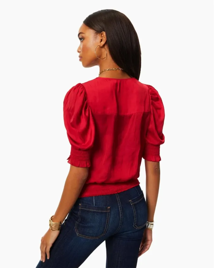 Women Flora Puff Sleeve Top Cream Ramy Brook Tops Women Flora Puff Sleeve Top Cream Ramy Brook Tops