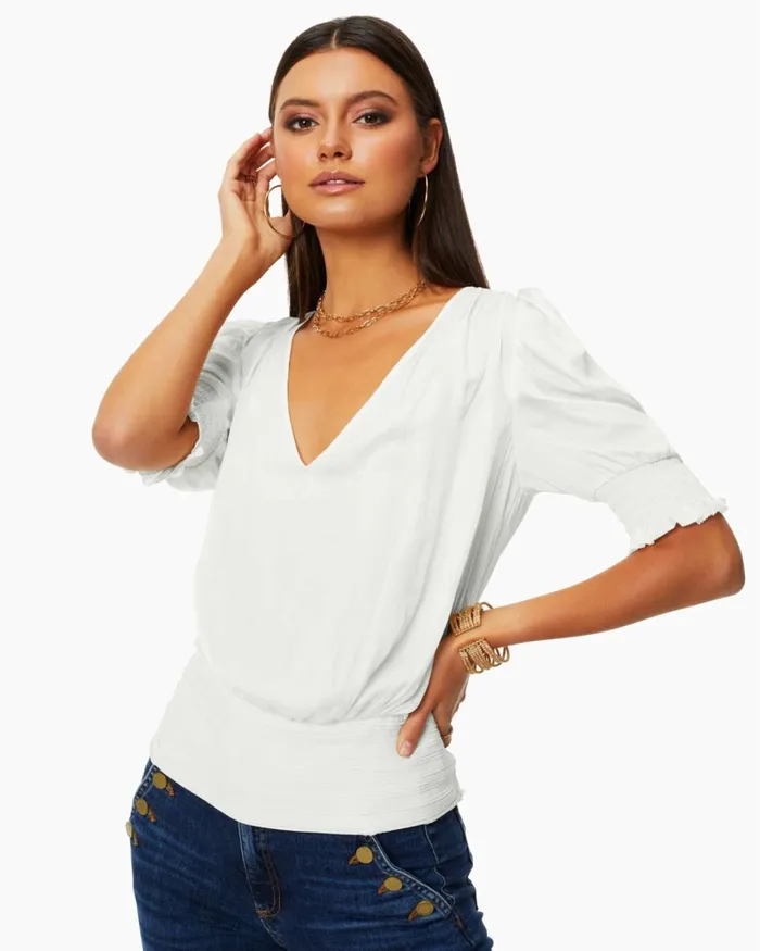 Women Flora Puff Sleeve Top Cream Ramy Brook Tops Women Flora Puff Sleeve Top Cream Ramy Brook Tops