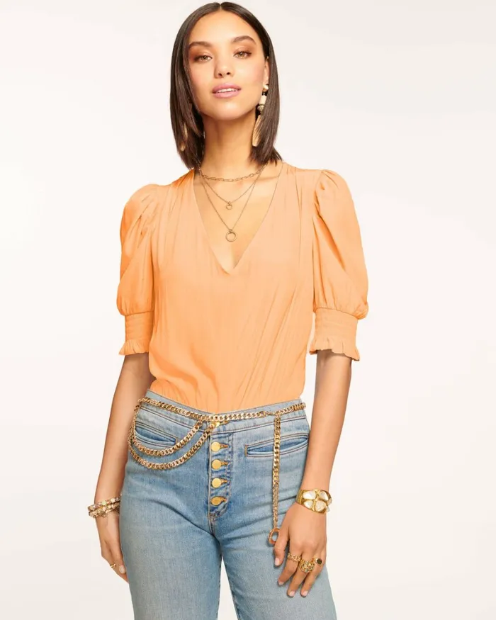 Women Flora Puff Sleeve Top Cream Ramy Brook Tops Women Flora Puff Sleeve Top Cream Ramy Brook Tops