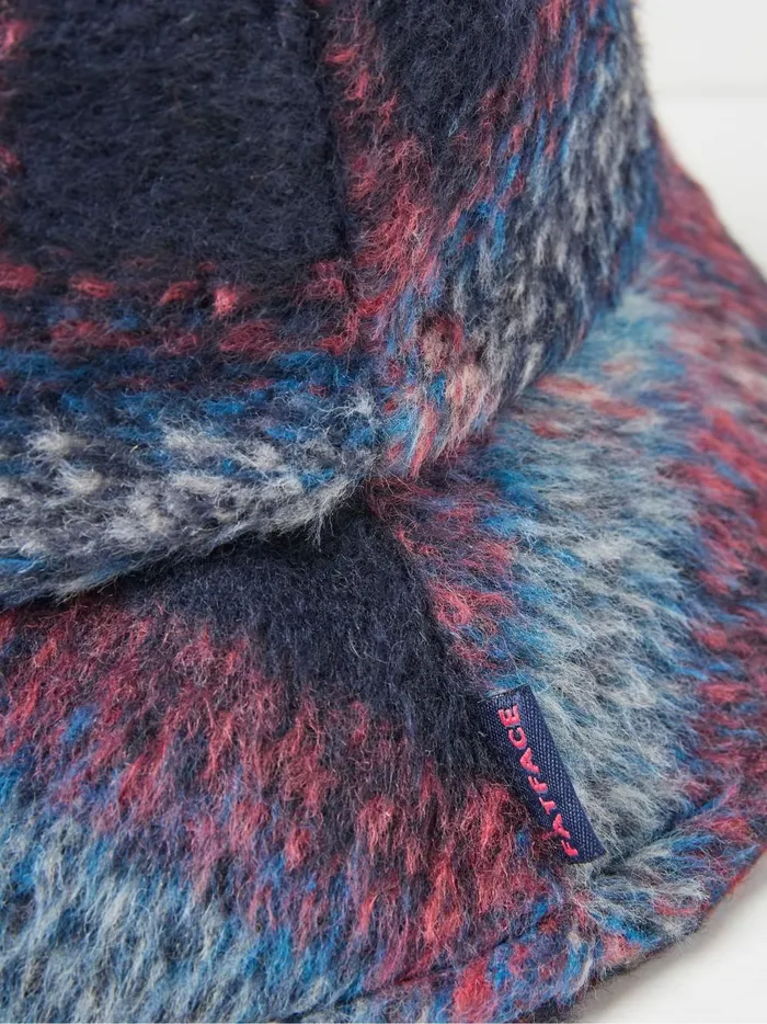 Women Hats Fat Face Blue Check Bucket Hat