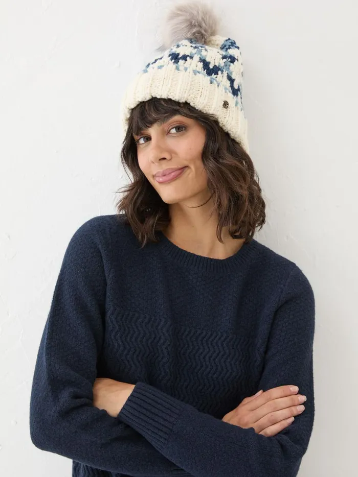 Women Hats Fat Face Blue Chunky Knit Hat