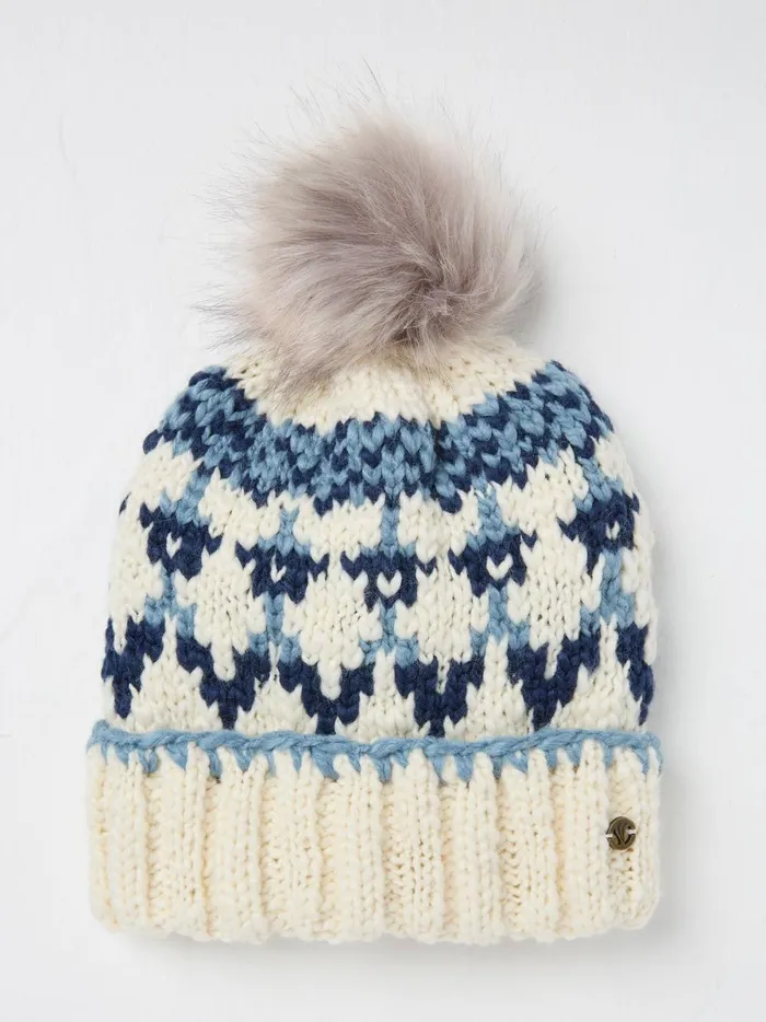 Women Hats Fat Face Blue Chunky Knit Hat