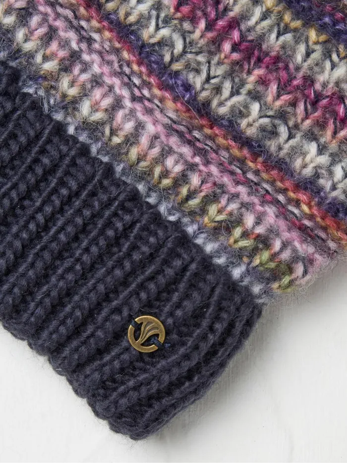 Women Hats Fat Face Blue Spacedye Bobble Hat