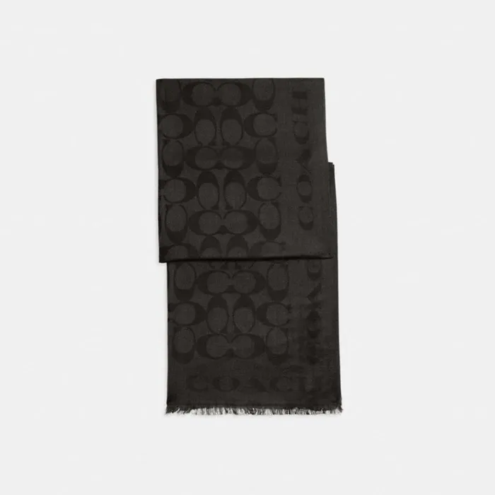 Women Hats Scarves and Gloves Coach Signature Stole Black