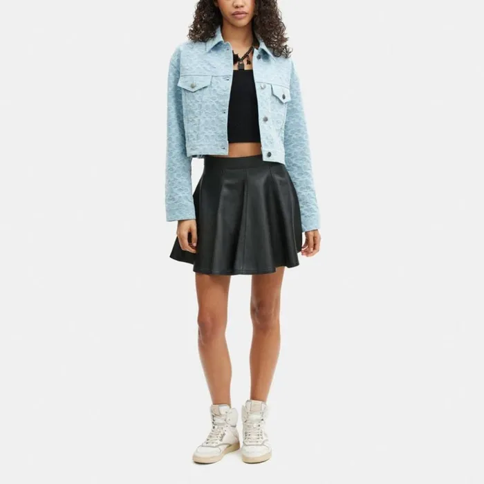 Women Jackets and Outerwear Coach Cropped Signature Jacquard Denim Jacket Blue Signature Women Jackets and Outerwear Coach Cropped Signature Jacquard Denim Jacket Blue Signature