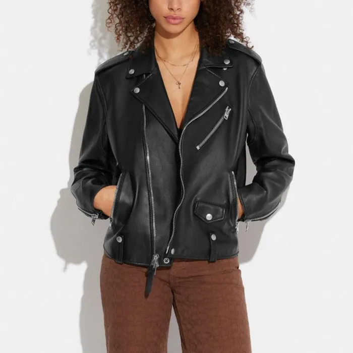 Women Jackets and Outerwear Coach Moto Jacket Black