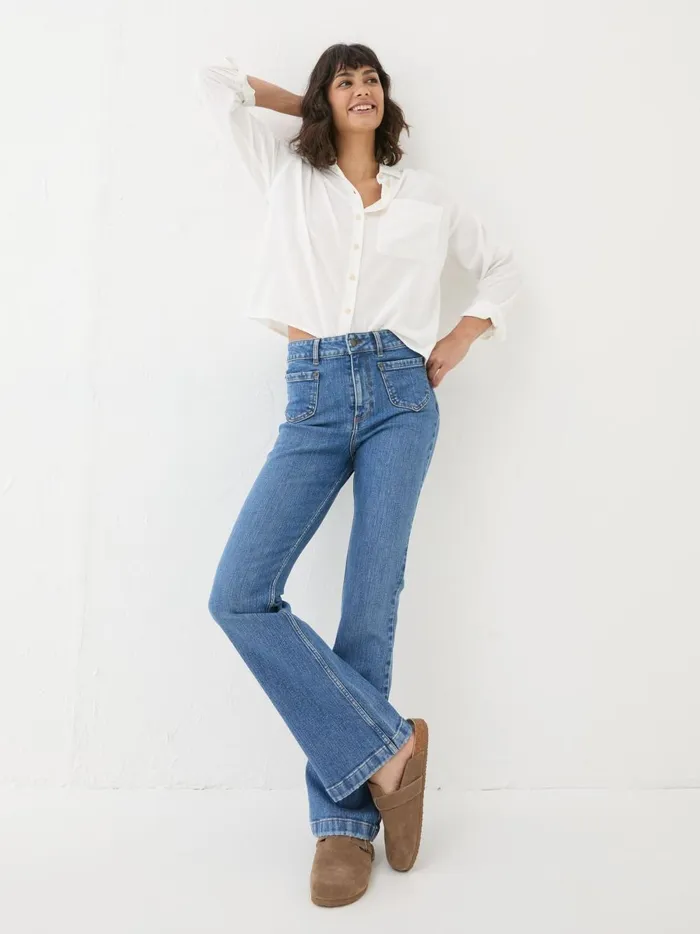 Women Jeans Fat Face Fly Denim Vintage Flare Jeans