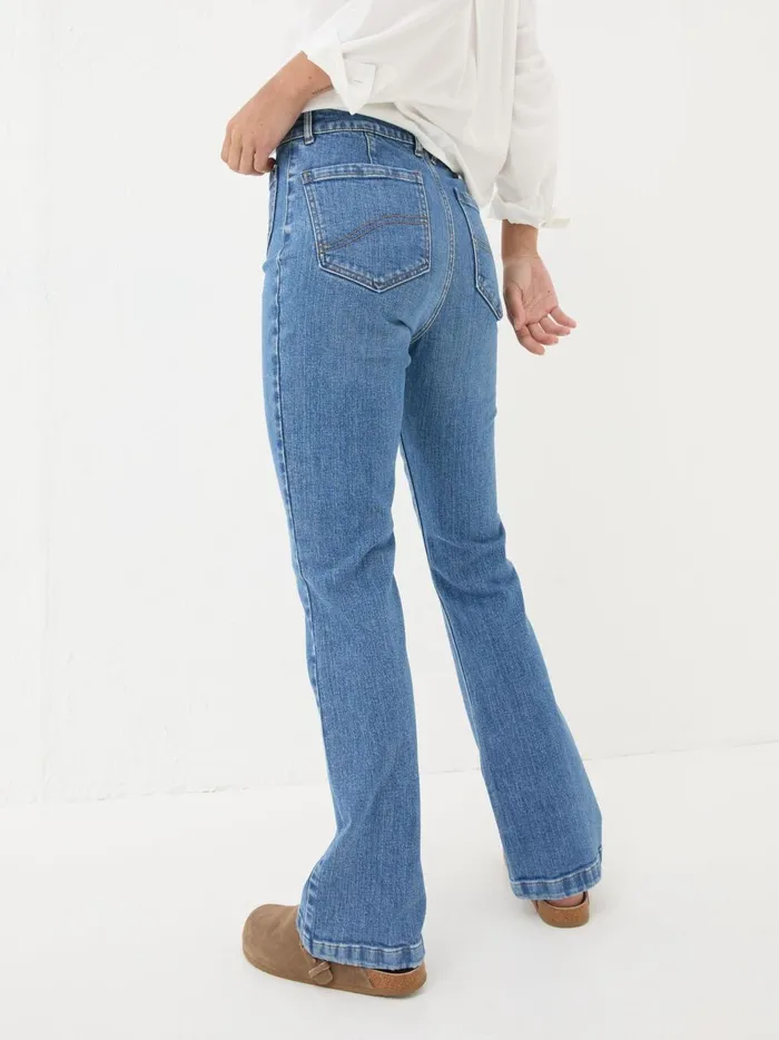 Women Jeans Fat Face Fly Denim Vintage Flare Jeans