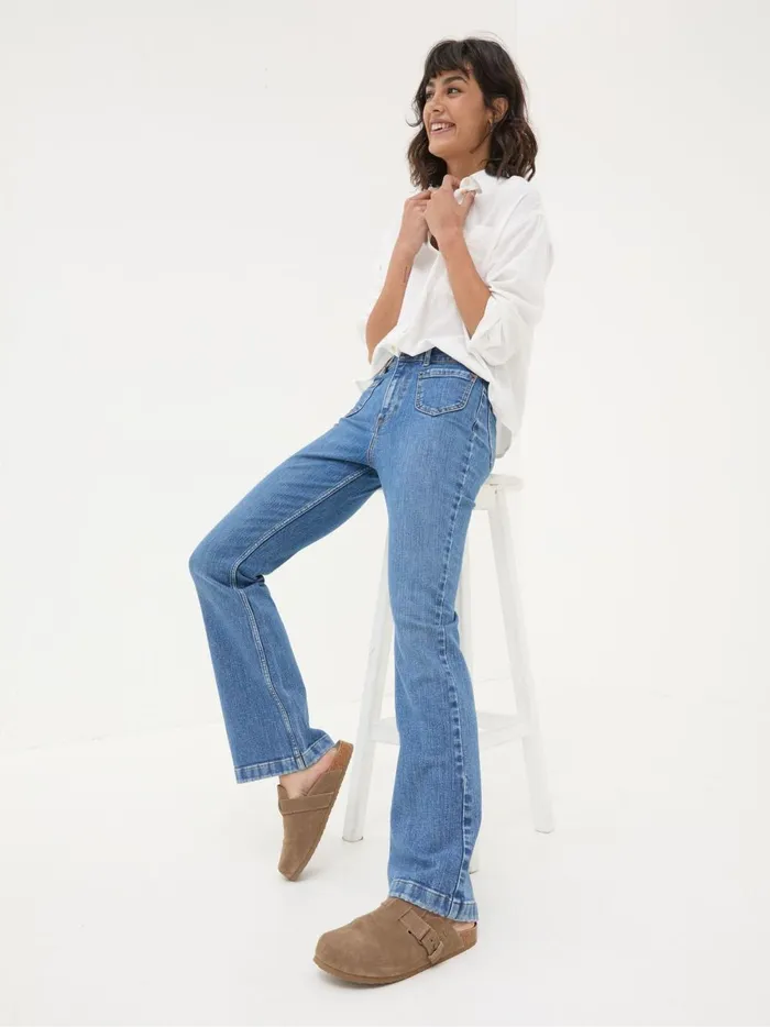Women Jeans Fat Face Fly Denim Vintage Flare Jeans