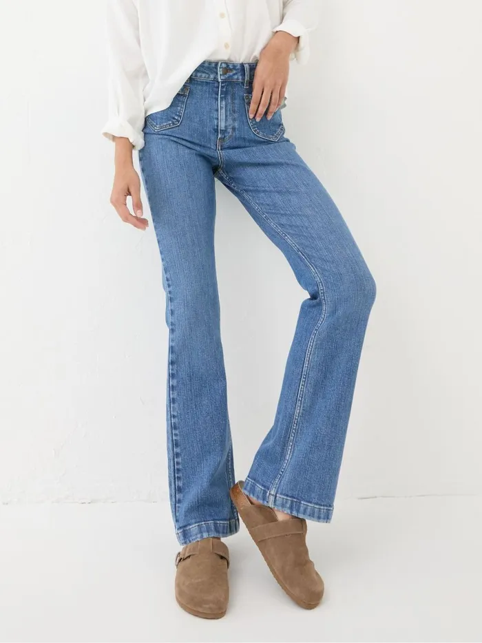 Women Jeans Fat Face Fly Denim Vintage Flare Jeans