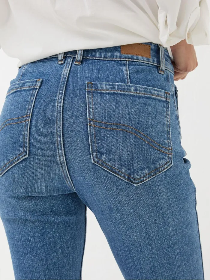 Women Jeans Fat Face Fly Denim Vintage Flare Jeans