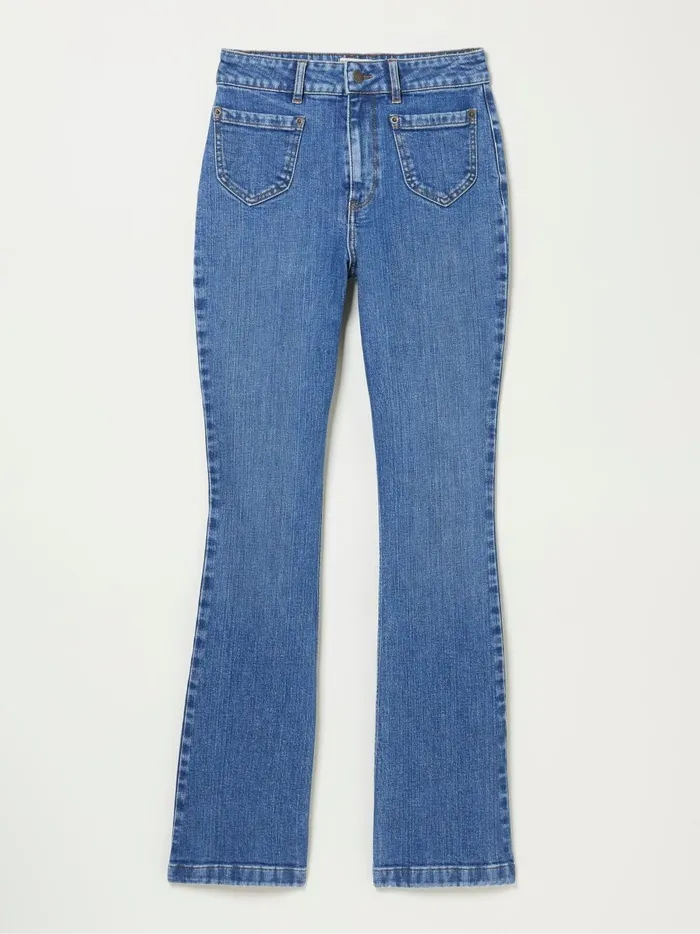 Women Jeans Fat Face Fly Denim Vintage Flare Jeans